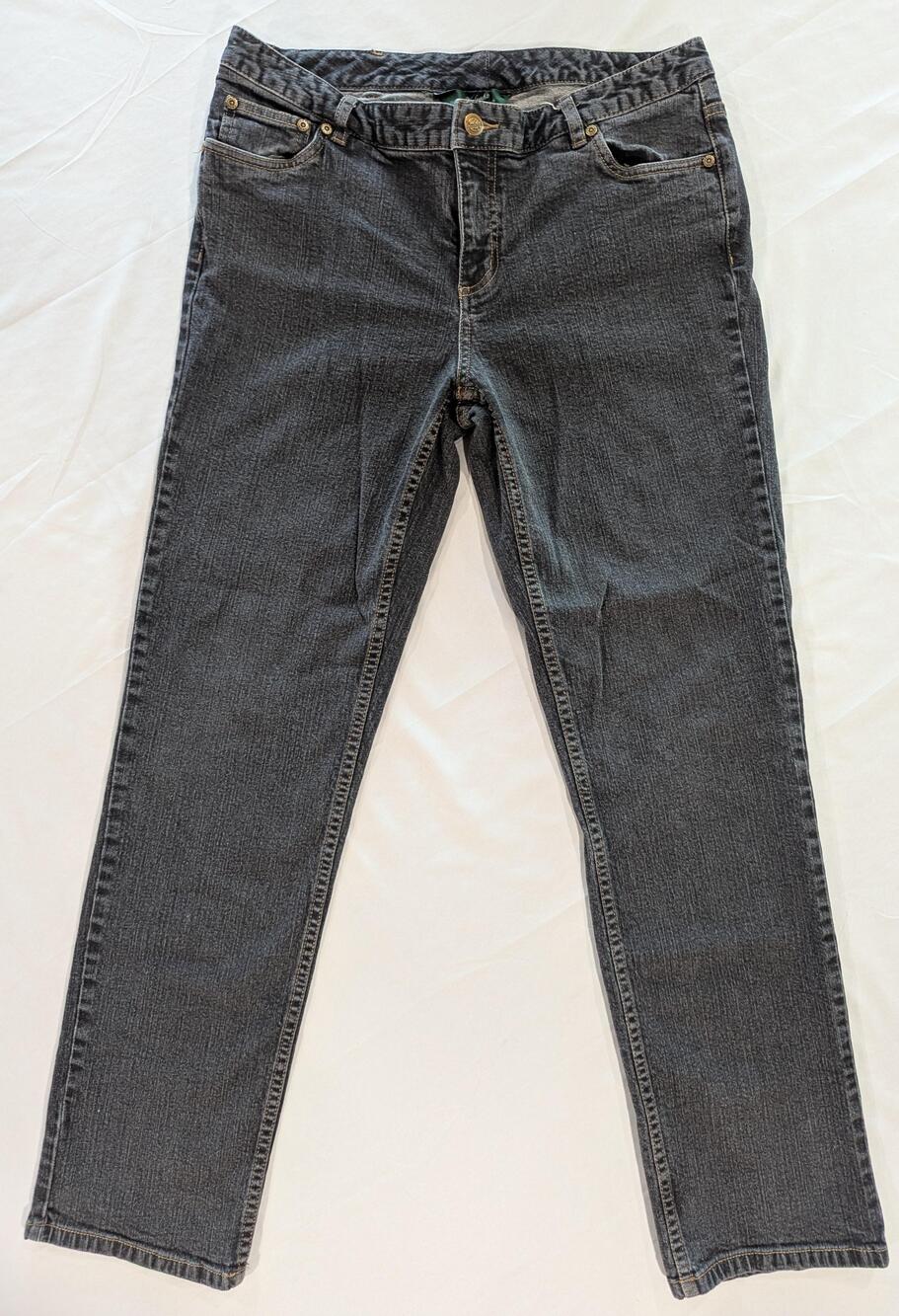 Woolrich Jeans Womens 10 Black Dark Wash Straight Leg Regular Fit Stretch Denim